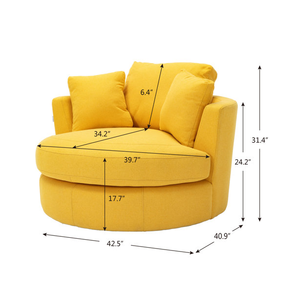 Mercury Row® Ohearn 42.5'' Wide Linen Swivel Barrel Chair & Reviews